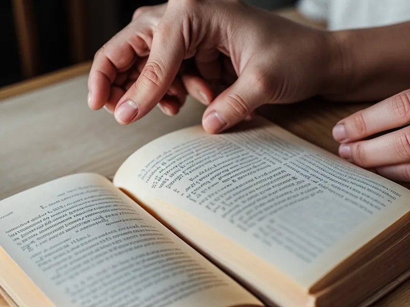Gros plan d'une main soulignant un passage dans un livre sur l'hypersensibilité.