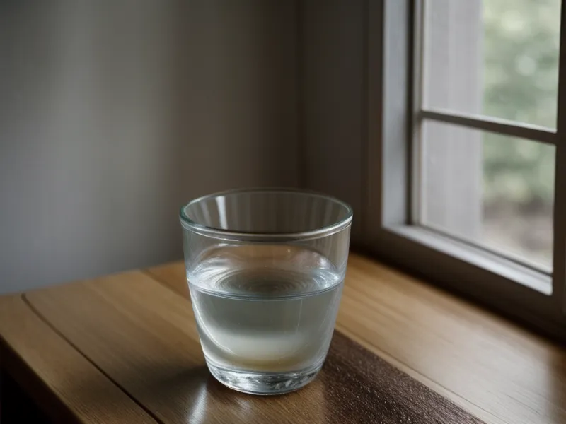 Un verre d'eau et un carnet sur un bureau, évoquant une pause nécessaire après un conflit.