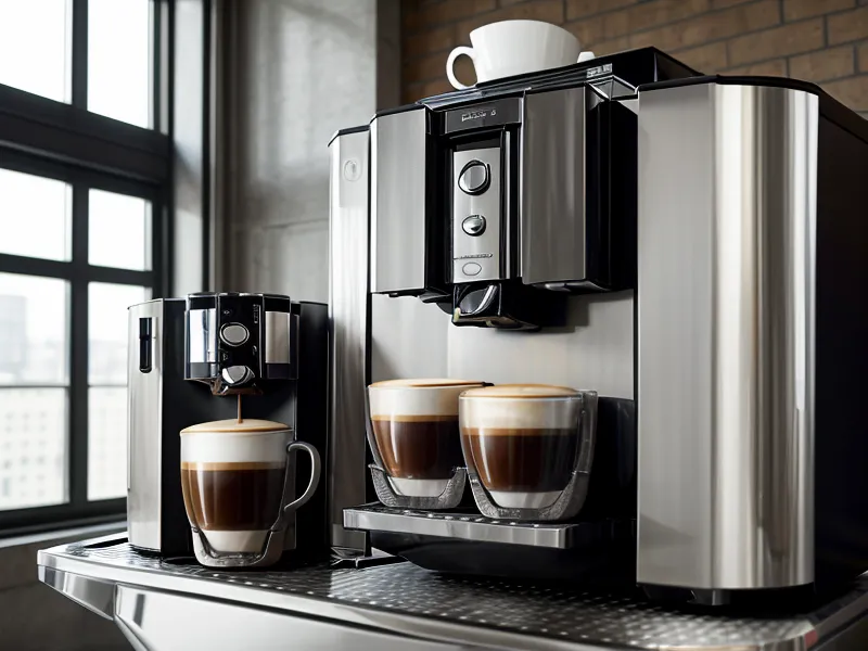Machine à café de bureau floue suggérant le bruit et les vibrations