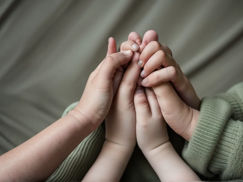 Un parent tenant la main de son enfant, évoquant la charge mentale des parents hypersensibles.