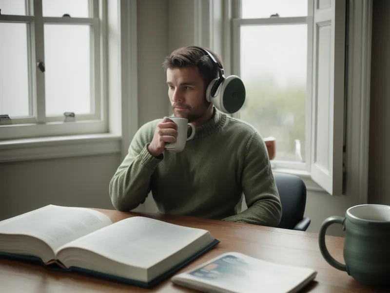 Classeur ouvert avec des notes de travail et tasse fumante