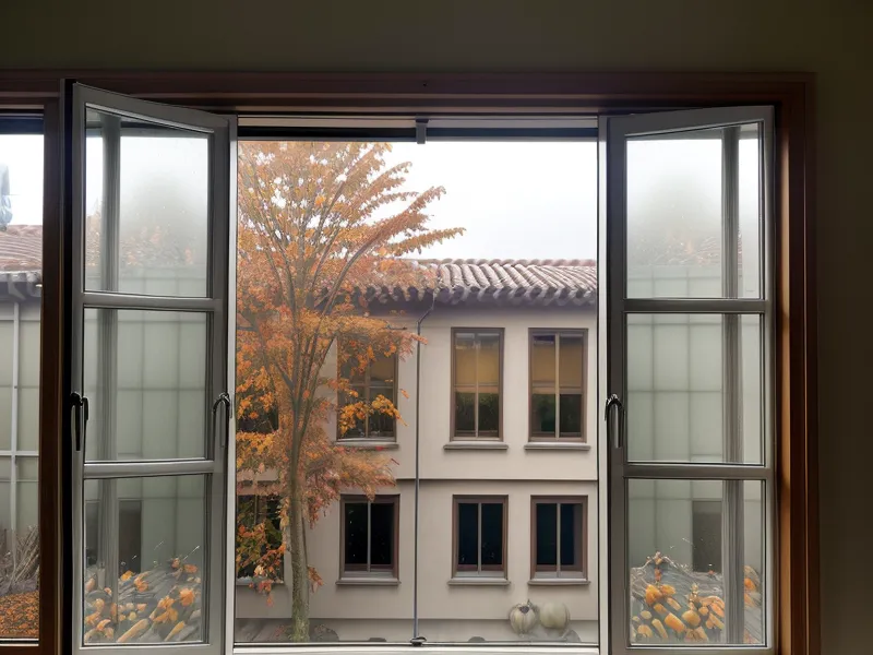 Vue apaisante par la fenêtre du bureau, pause visuelle pour un hypersensible en surcharge mentale au travail