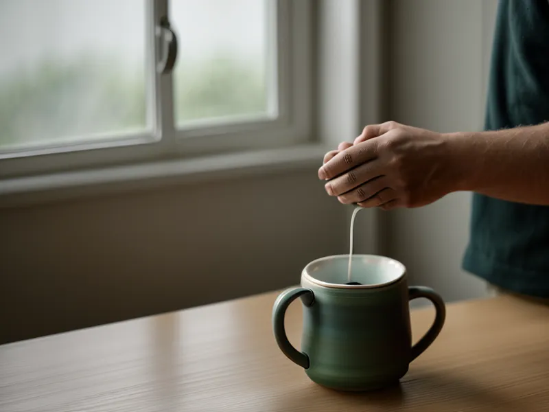 Écran d'ordinateur réglé en teinte ambrée et luminosité basse, un aménagement de bureau simple contre la fatigue visuelle