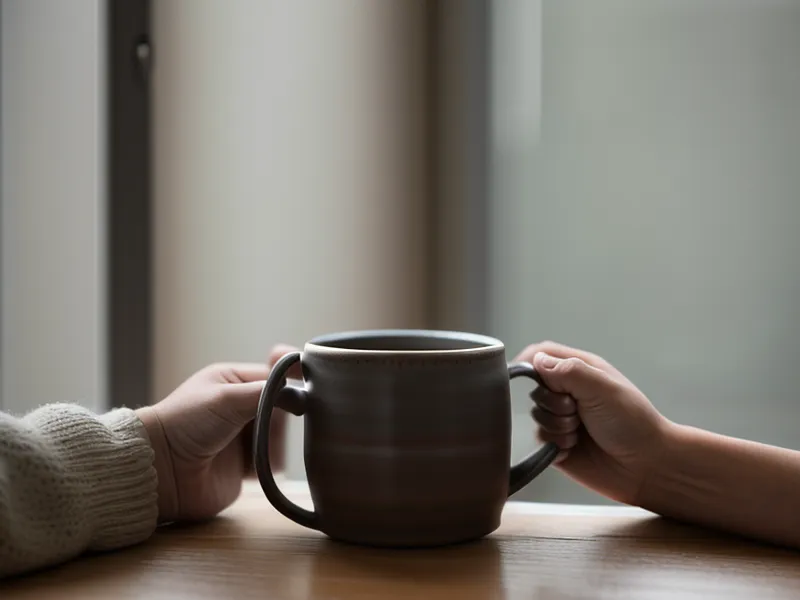 Nuque et épaules tendues d'un hypersensible en pull gris, symbole de la tension musculaire liée au stress au bureau